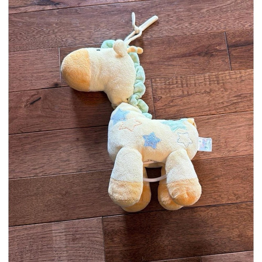 CARTERS Just One Year Plush Yellow Giraffe Pull Cord Musical Crib Toy Working